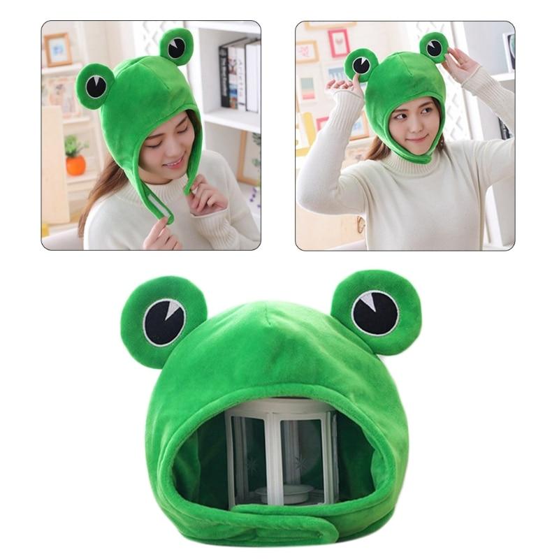 Buy Funny Big Frog Eyes Cartoon Plush Hat Toy Green Headgear Cap ...
