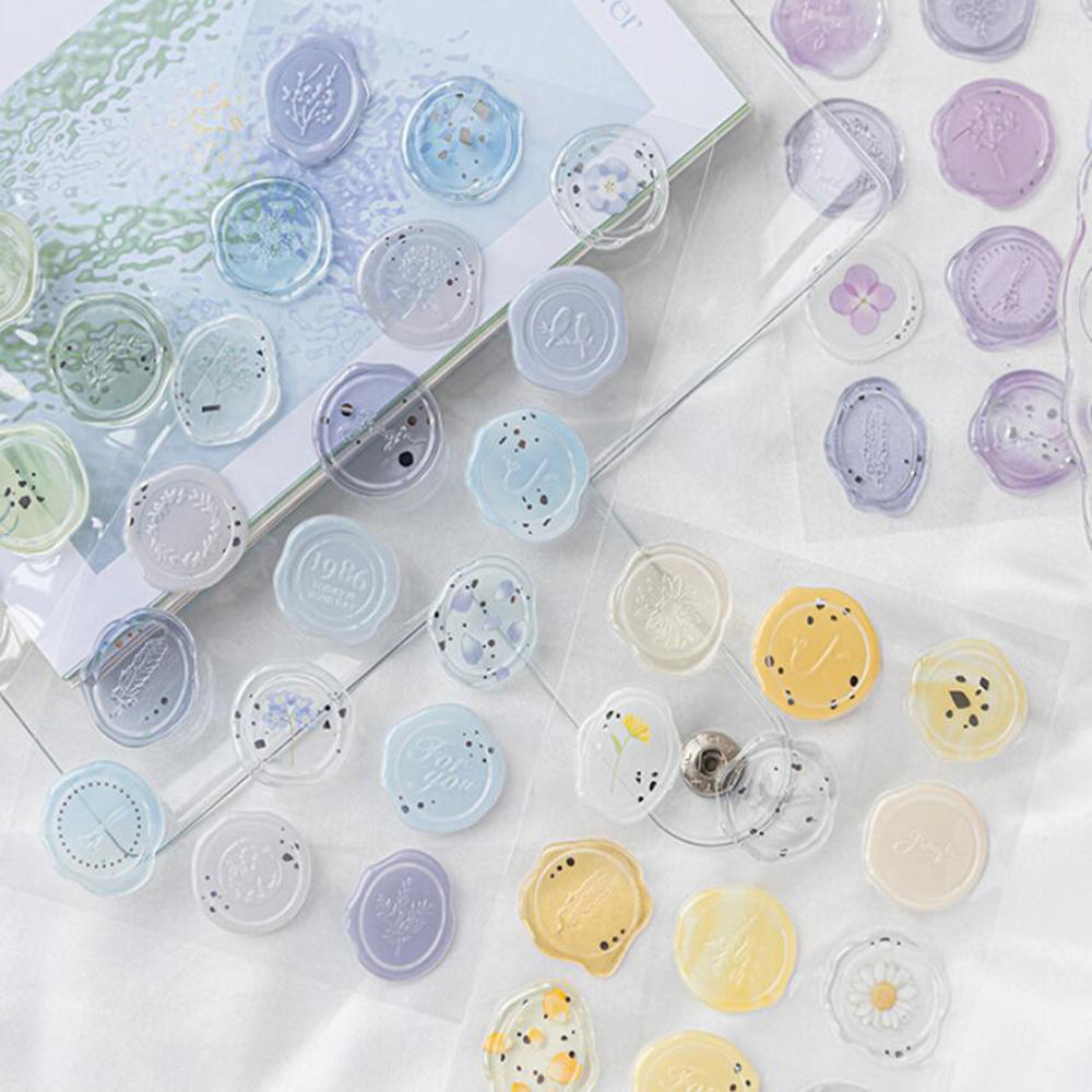 18pcs Vintage Wax Seal Stamp Stickers DIY Scrapbooking Journal Planner Decorations Envelope Plastic Sealing Wax Labels