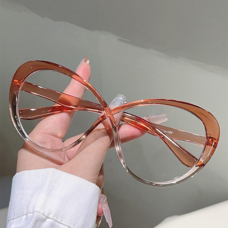 Cat Eye Glasses Women Fashion Candy Color Decor Eyewear Trendy Brand Design Blue Light Blocking Patchwork Optical Frames