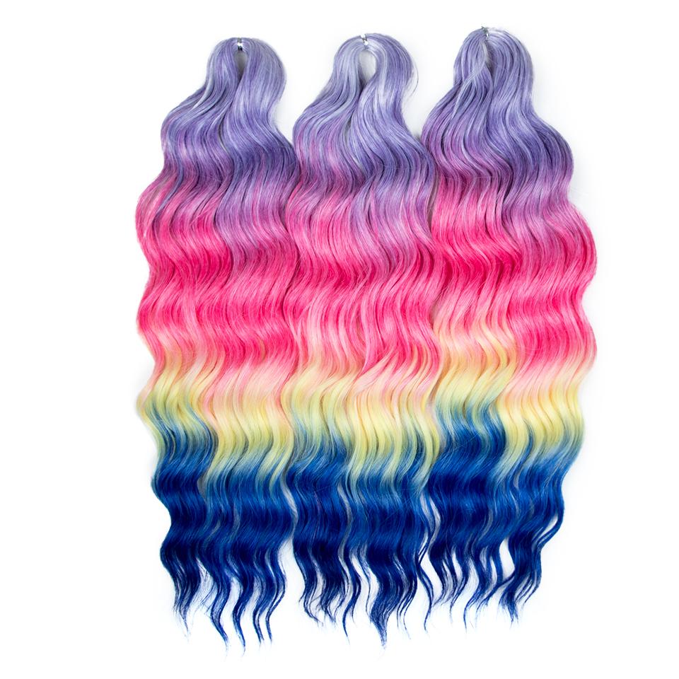 FREEDOM Synthetische Flecht-Haarverlängerungen Tief Gewellt 24 Zoll Lang Lockige Braids Haare Ombre Braun Regenbogen Twist Häkel-Haar