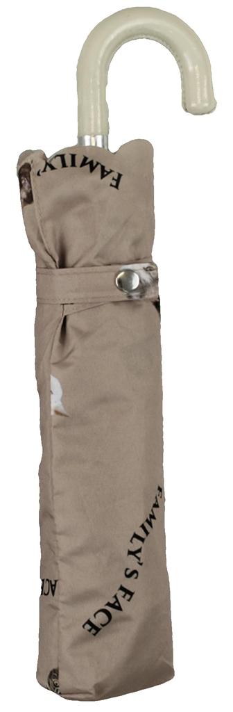 Folding Umbrella with Cute Cat Photo Face and Feline 55cm Donation To Cat Lightweight Durable Stylish Leather Mocha Women's Frills, Lightweight, Ribs,