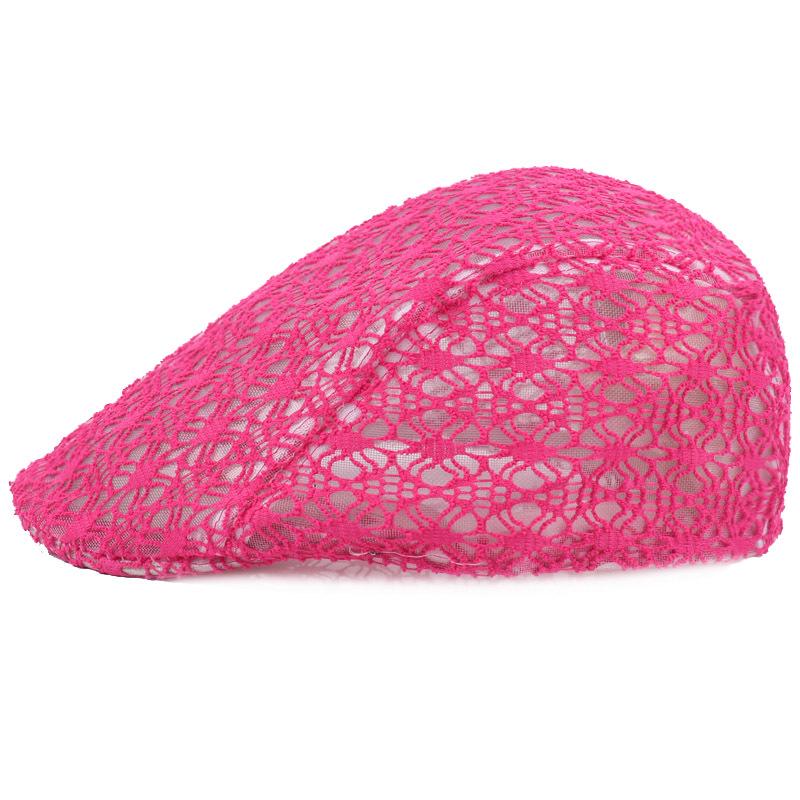 Lace Beret Ladies Silk Mesh Duck Tongue Hat Summer Travel Cool Cap Breathable Sun-shading Forward Cap Female Net Cap
