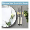 uxcell 2Pcs Chopstick Rests 304 Stainless Steel Chopstick Holder 50x18x18mm for Fork Teaspoon Kitchenware Tableware Black
