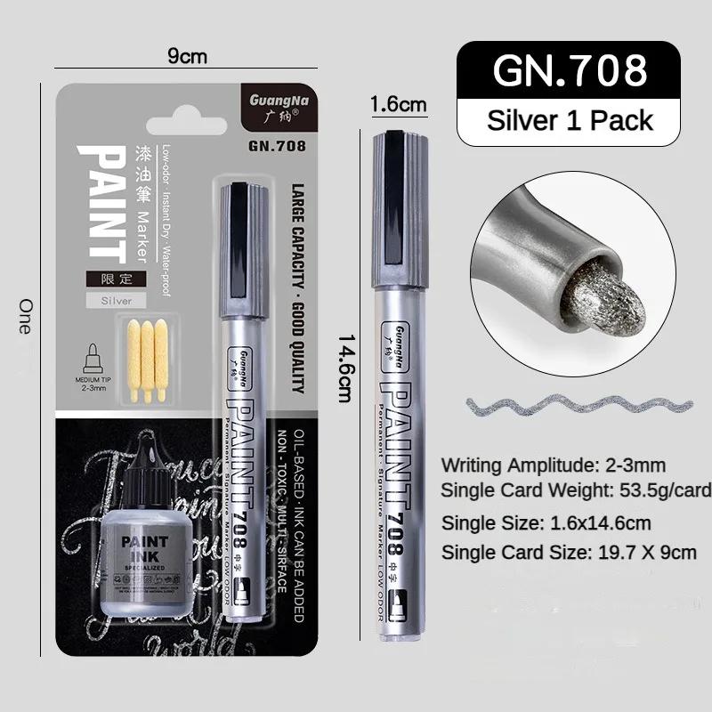 Metallic Paint Marker Pens with Ink Set Gold Silver White 2mm Art Markers for Manga Crafts Scrapbooking Art Supplies Stationery