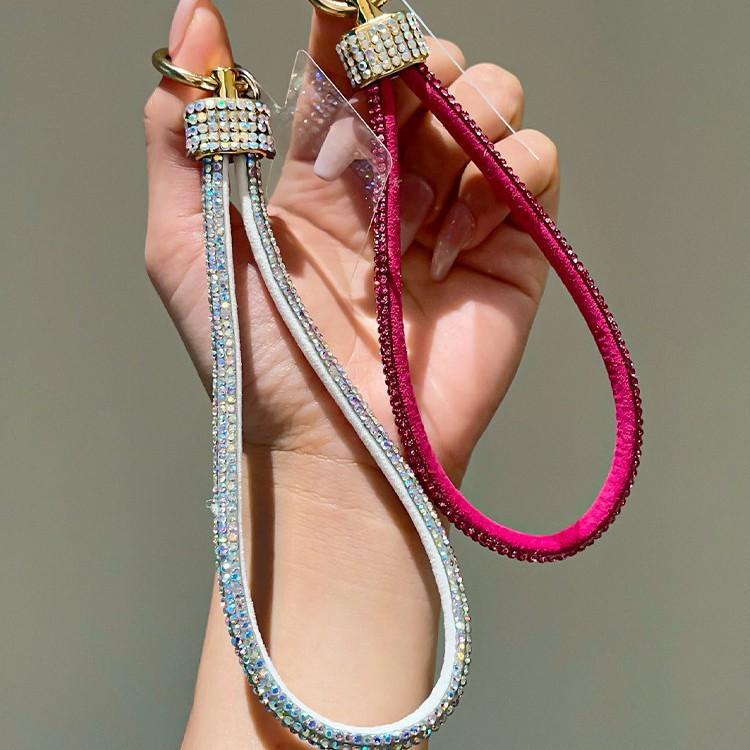 Fashion Luxury Rhinestone Mobile Phone Lanyard, Short Wrist Portable Strong Anti‑Lost Rope, Phone Case Decorative Pendant Phone Chain