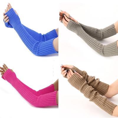 Fashion Fingerless Long Wrist Gloves Arm Warmers 52cm Elbow Mittens False Sleeves Goth Punk Knitted Gloves Outdoor