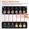 Marine Toggle Switch Panel 6 Gang Boat Electrical Panel Waterproof ON OFF Rocker Switch with 10A Fuses for 12 24V Car