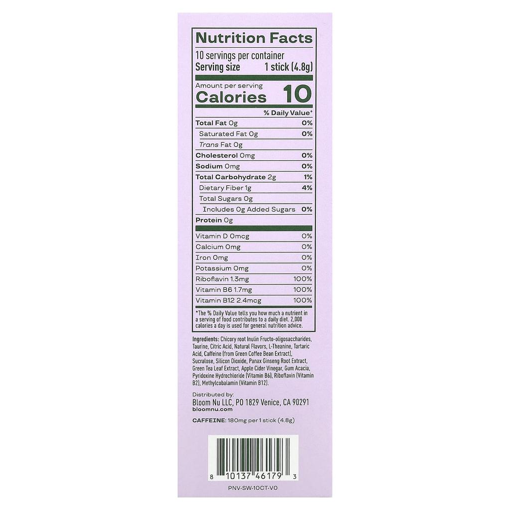Bloom Energy Sticks, Strawberry Watermelon, 10 Stick Packs, 4.8g (0.17oz) Each