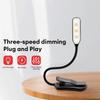 7 LED Livro Luz USB Recarregável Luz de Leitura 3 Níveis Quente Frio Branco Luz do Dia Portátil Flexível Fácil Clipe Noite Lâmpada de Leitura