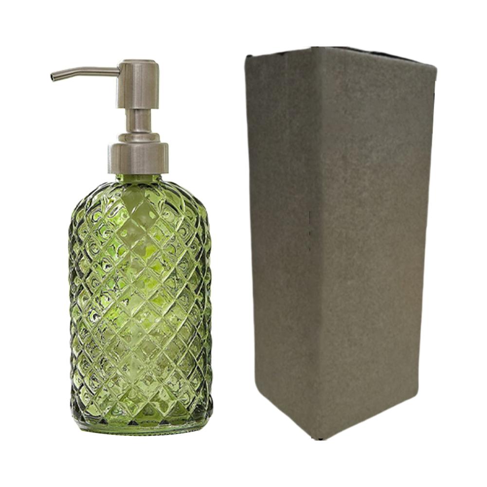 

Стеклянный флакон для розлива, многоразовый дозатор для дезинфицирующего средства для рук, геля для душа, с ручным насосом, с насосом из нержавеющей стали для кухни, дома, ванной комнаты зелёный