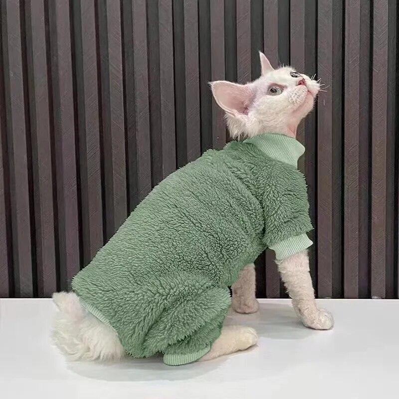Pet Clothes Thickened Stomach Protection Four-legged Cat Clothes Autumn Winter Double-sided Fleece Pet Supplies Pet Accessories