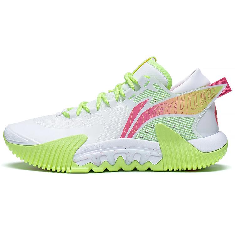 New LINING Badfive 2 Low Basketball Shoes Men Low Top Standard White/Neon Yellow Green ABFS003-17