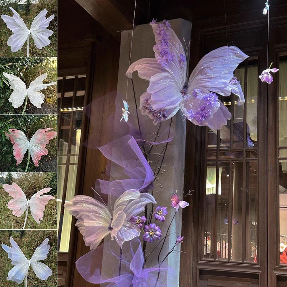 

3D імітація квітів, 40 см, метелик, квіткова голова, НОВИЙ макет, фонове оформлення стіни фіолетовий