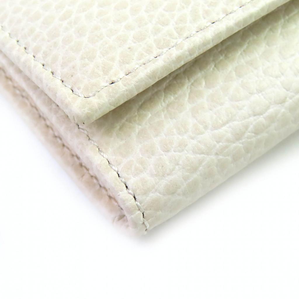 Excellent GUCCI Key holder Double G 6-Key Hook Light beige leather Women 456118 Used