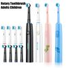 Rotary Electric Toothbrush For Adults Kids Rechargeable Sonic Toothbrushes With 4 Replaceable Brush Heads For Teeth Cleaning