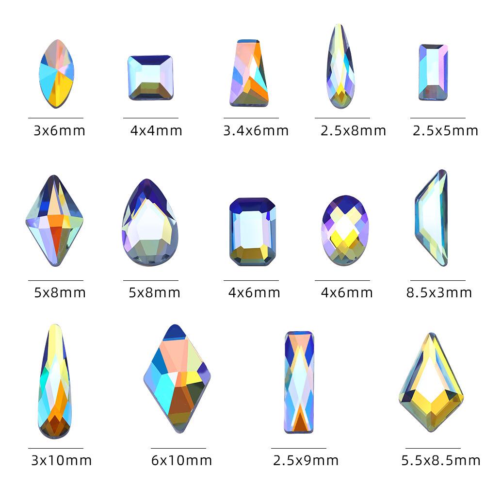 Blauer Sternenhimmel Symphonie Flachboden Speziell geformter Diamant Hellblau Ab Farbe Eiswürfel Wassertropfen Pfeil Diamant Goldener Boden Nagel Diamant