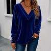 Women's V-Neck Long Sleeve Button Casual Pullover Top