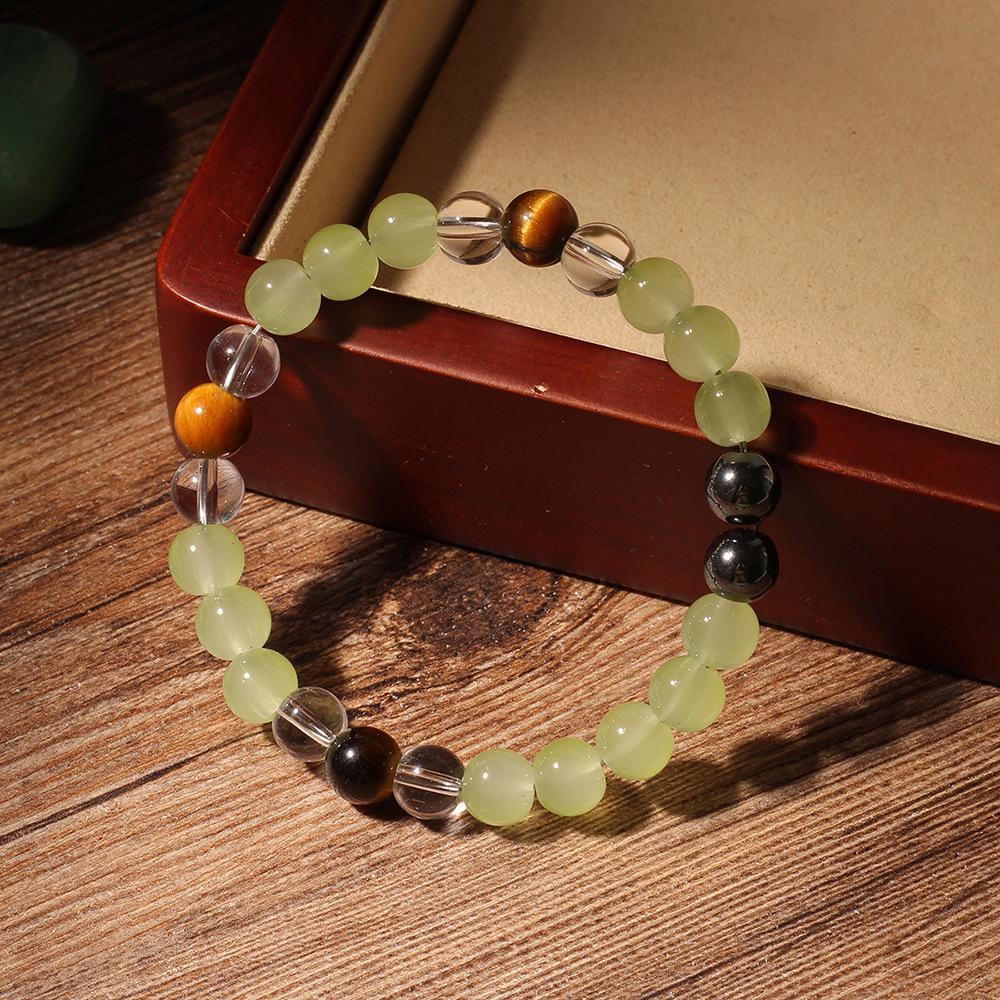 Prehnite Tiger Eye Clear Quartz Black Hematite Beaded Bracelet Fresh Fashion Jewelry For Men Women Daily Wear Gift