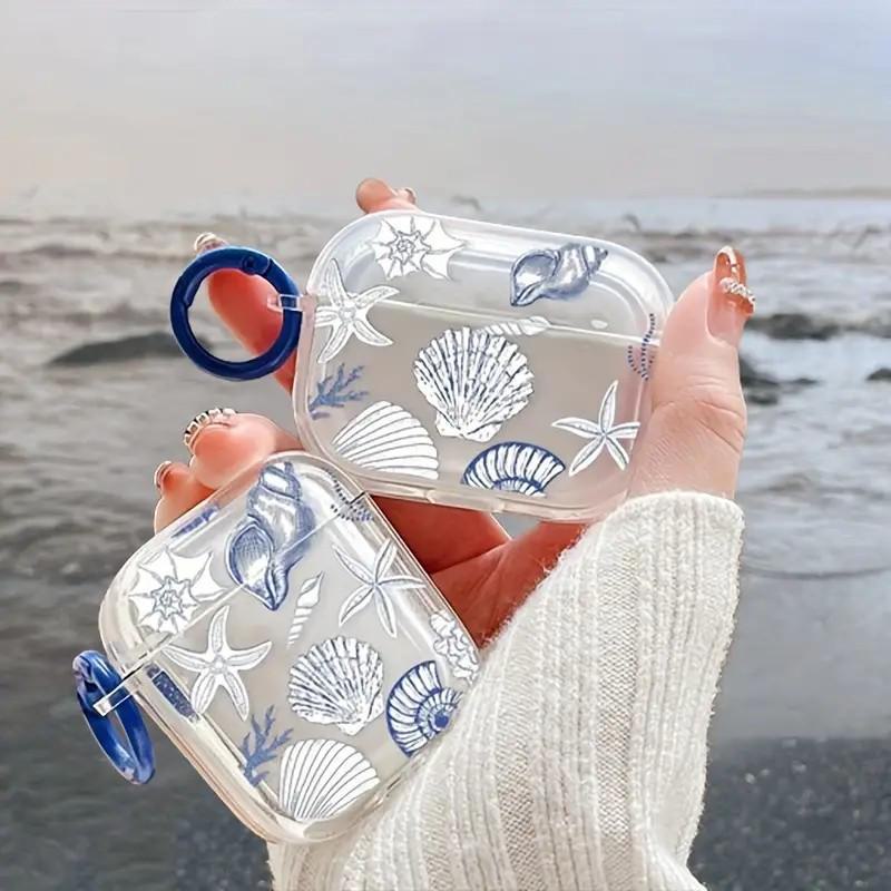 

Чехол в стиле «Океан» в форме ракушки для Apple AirPods 1/2/3 Airpods 1/2 generation прозрачный