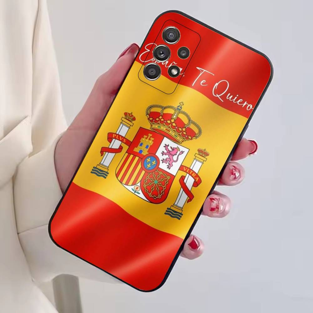 S-Spain Flag F-Football Fan Support Phone Case Black Silicone Soft For Samsung S25,S24,S21,S22,S23,S30,Ultra,S20,Plus,Fe,Lite