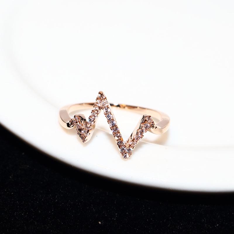 Super Fresh Wavy Micro Inlaid For Women Joint Finger Ring Jewelry Lady Dress Celebration Gathering Parent Child RingTrendy Finger Ring