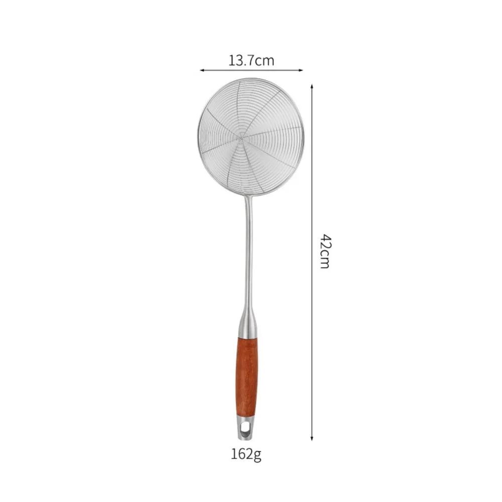 Stainless Steel Large Colander Anti Scalding Wooden Handle Fried Sieve Spoon Heat Resistant High Quality Foods Sifter
