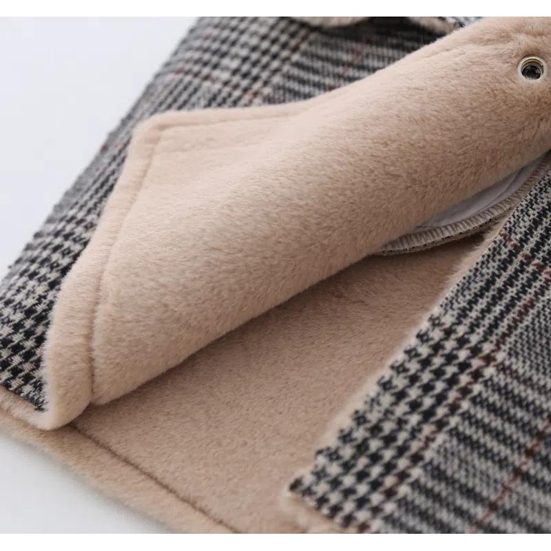 Cappotto Tweed da Ragazza Autunno e Inverno da Donna Giacca a Quadri con Cappuccio da Bambina Imbottita e Ispessita Cappotto per Bambini