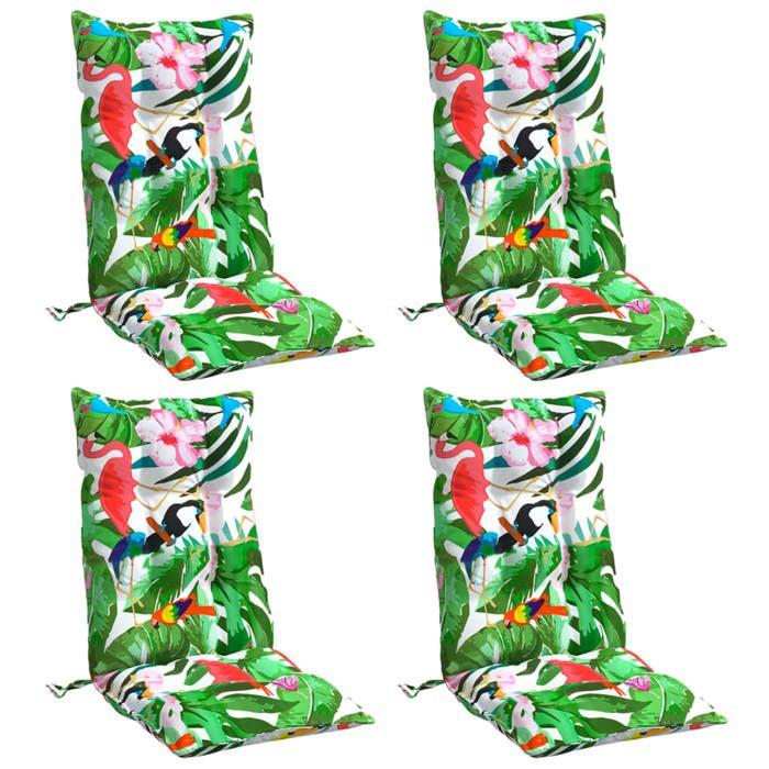 VidaXL Set of 4 High Back Chair Cushions, Waterproof Seat Pad, Non-slip Outdoor Cushion Garden 377654