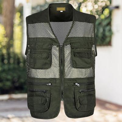 Chaleco de verano Chaqueta con cierre de cremallera para deportes al aire libre Malla hueca fina Chaleco sin mangas Ropa de trabajo ligera informal Chaleco de pesca para acampar
