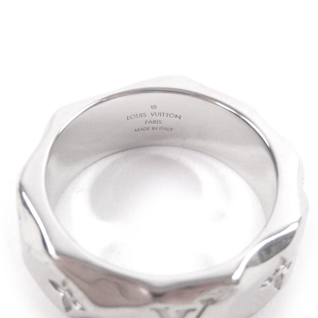 Great LOUIS VUITTON Ring Berg Monogram Curved Ring Silver mens M M00334 Used