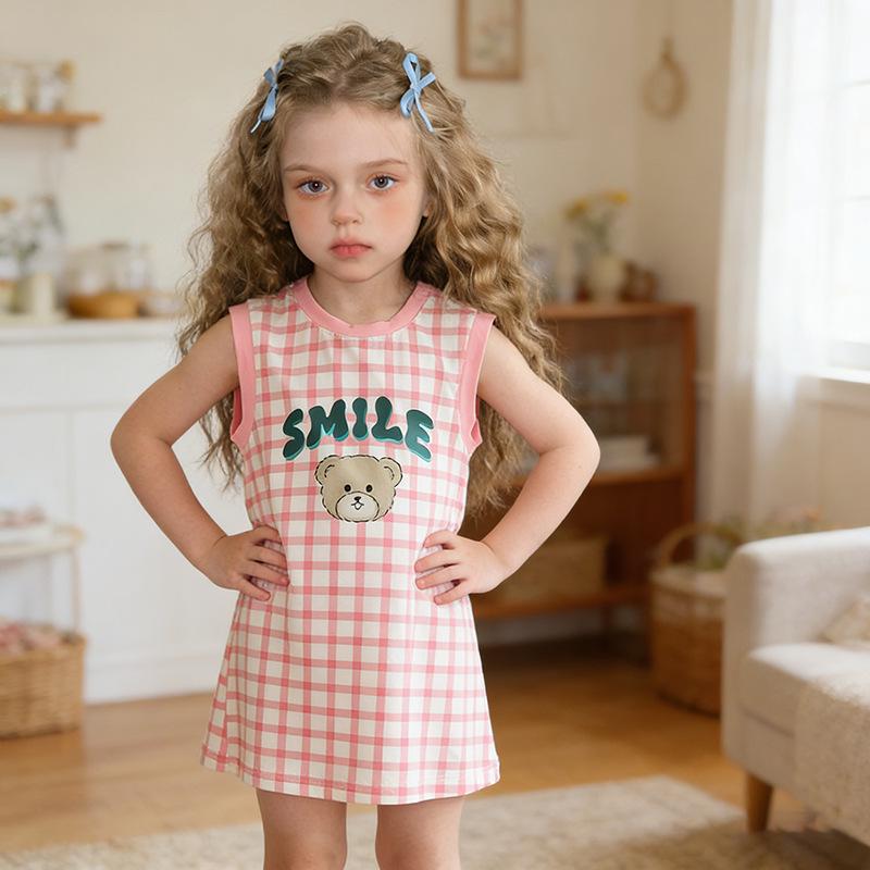 European & American Children's Sleeveless T-shirt Dresses 2026: New Casual Baby Pajama Dresses
