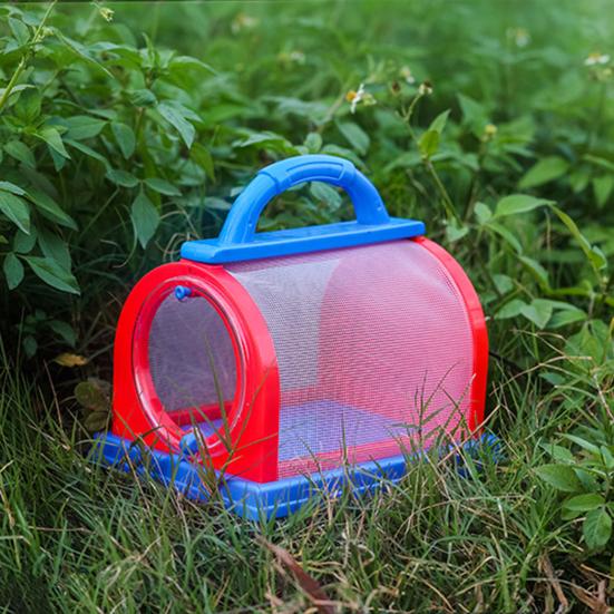 1 Set Critter Viewer Box with Tweezers Magnifying Glass Portable Handle Mesh Kids Outdoor Nature Exploration Small Animal Catcher Observation