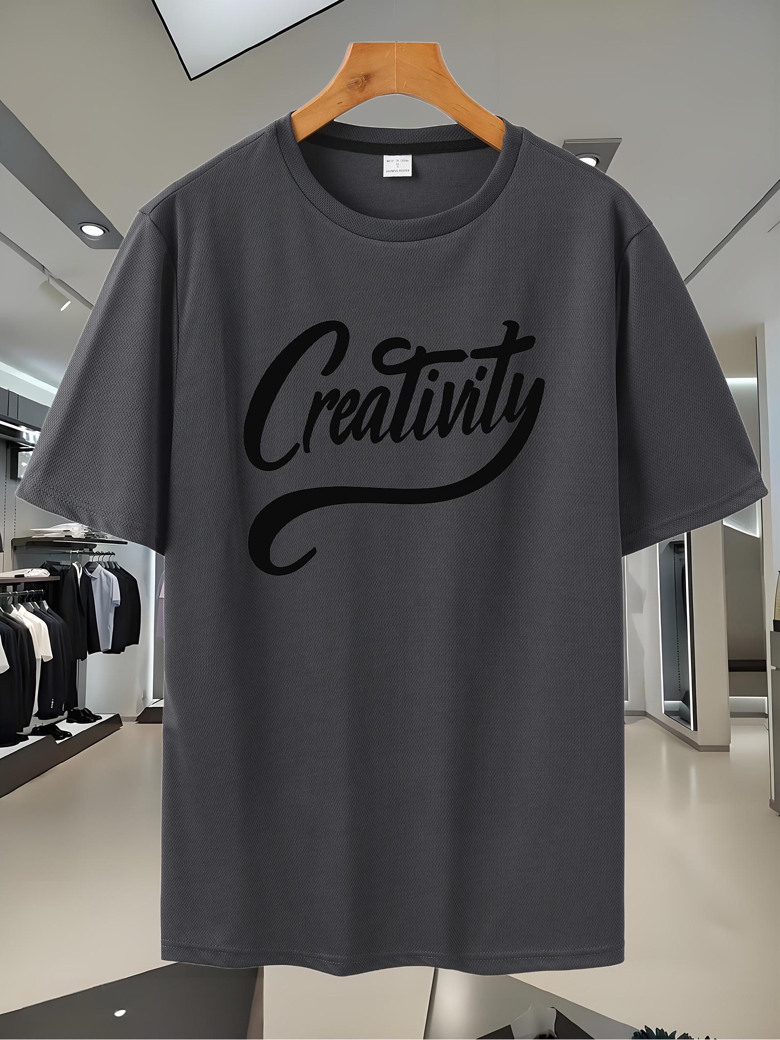 

Breathable Mesh Short Sleeve T-shirt with Creativity Script Print - Sporty Casual Round Neck Tee for Gym XXL