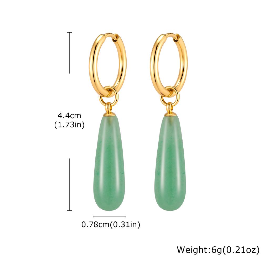 Fashion Crystal Drop Earrings for Women Natural Stone Waterdrop Long Pendant Earring Hypoallergenic Stainless Steel Boho Jewelry