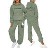 Womens Printed Letter Hooded Sweatshirt Jogger Pants Set Winter Casual Sportswear Outfit