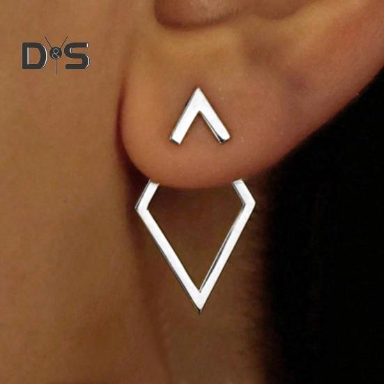 1 Par Pendientes Geométricos de Rombo para Mujer Hipoalergénicos Ligeros Minimalistas Pendientes Statement Pendientes de Tuerca Metálicos Huecos Cuadrados Delanteros Traseros Joyería