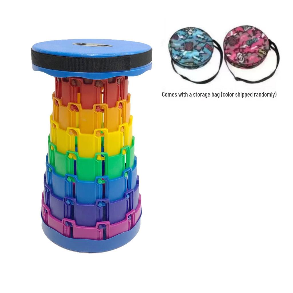 Portable Telescopic Rainbow Folding Stool - Adjustable for Outdoor, Fishing, and Travel.