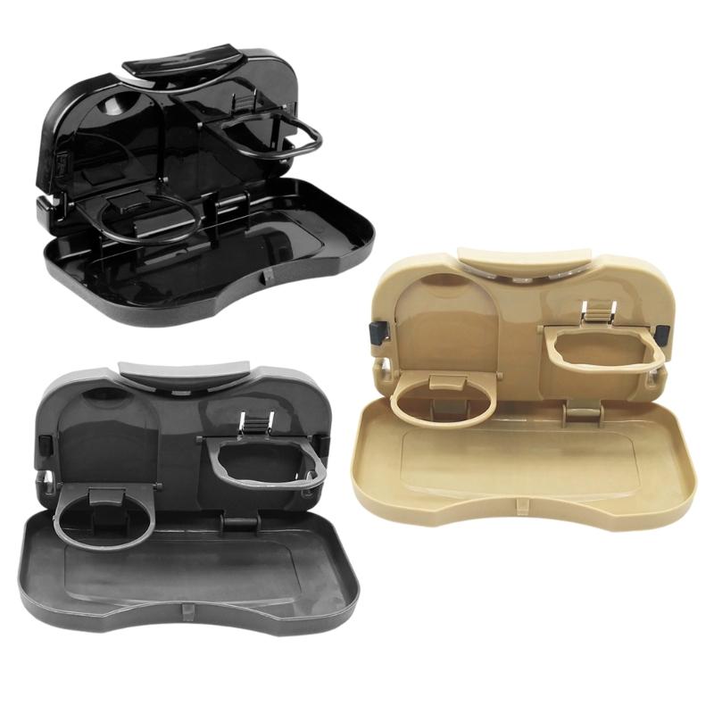 Folding Auto Seat Back Table With Snack Tray Drink Storage Space Saving Design Quick Installation Car Organizers