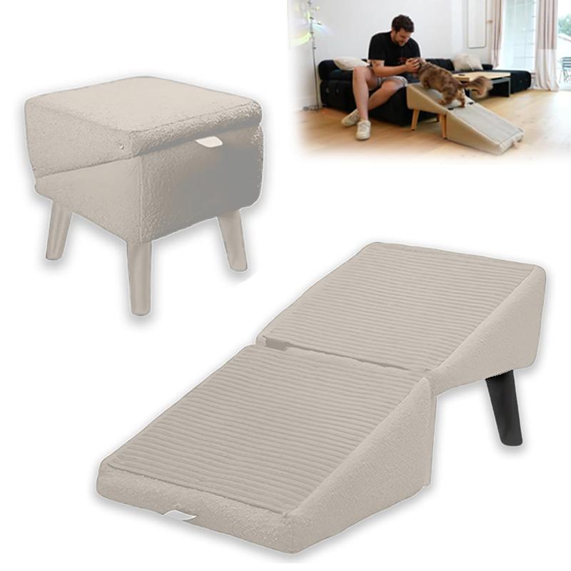 

Деревянная складная лестница-стремянка 2-в-1 для дома, рампа для собак, ступени, пуф-рампа для собак, складной нескользящий раздельный пуф, рампа для щенков хаки