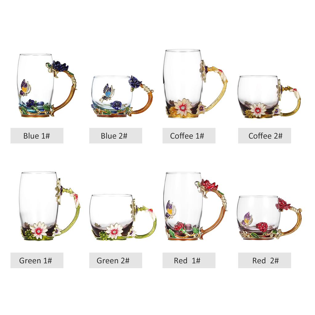 Red Rose Enamel Craft Water Cup Drink Mug with Handle Design Tea Coffee Cup