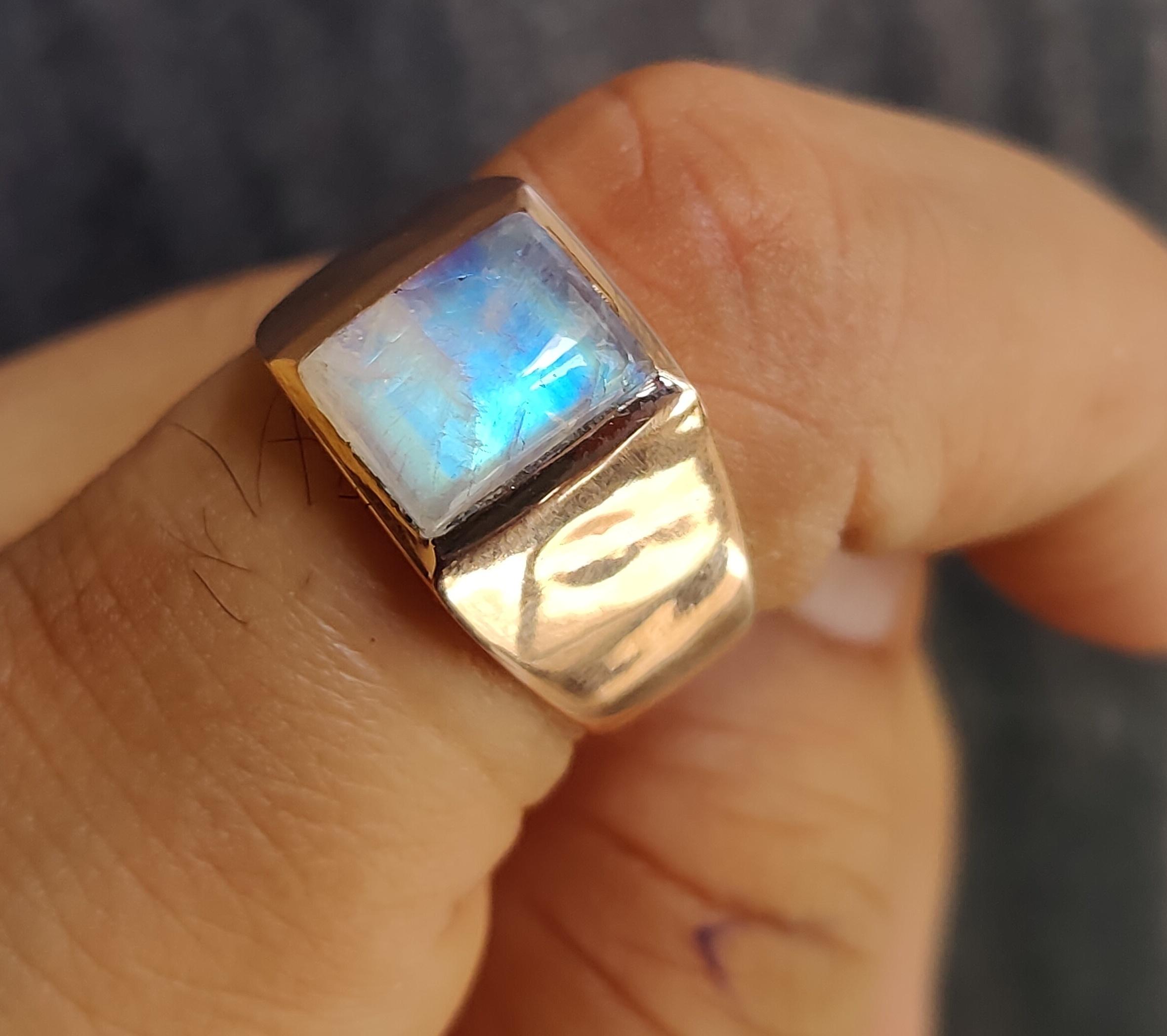 

Каблучка-печатка з місячним каменем, чоловіки, жінки, суцільне срібло 925 проби, каблучка з дорогоцінним камінням, ювелірні вироби ручної роботи, подарунок для партнера 13 мідний