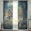 Haunted House Horror Sheer Window Curtains For Living Room Bedroom Modern Voile Tulle Curtains Fabric Drapes For Kitchen