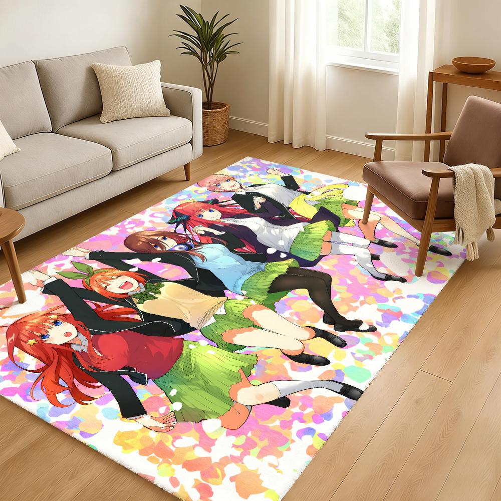 Anime Miku Nakano Floor Mat Soft Thickened Absorbent Non-Slip Bedroom Living Room Door Mat Home Decor Flannel Rugs