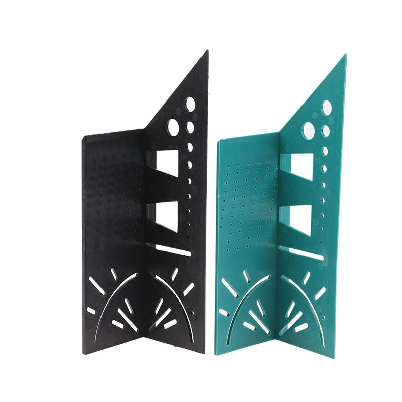 Wielofunkcyjna Linijka Kątowa Stolarza 3D Narzędzie do Pomiaru Kątów Skośnych Dziurkowana Linijka Pozycjonująca Linijka z Liniami 45 90 Stopni