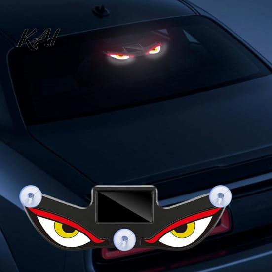 Outdoor Solar Car Lamp Devil Eyes Light Powered LED Dynamic Windshield Ambient USB-C Dual Charging Rechargeable Vehicle with Vibration And Sensor