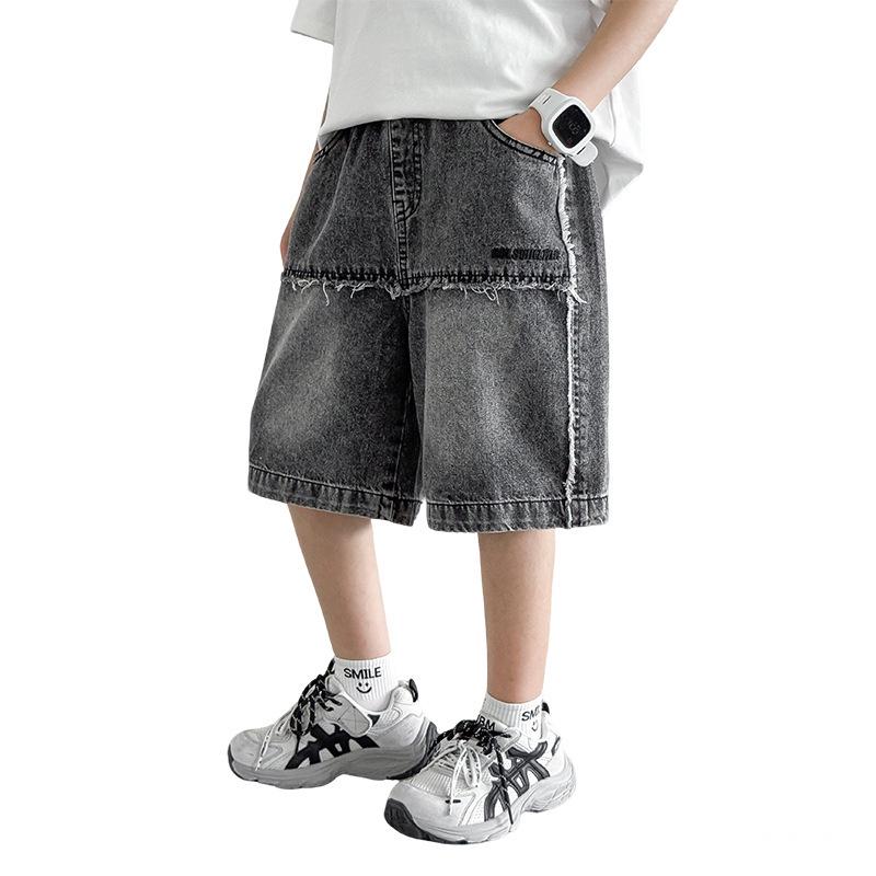 Boys' Summer Denim Shorts - Stylish, Trendy Mid-Length Capris for Big Kids