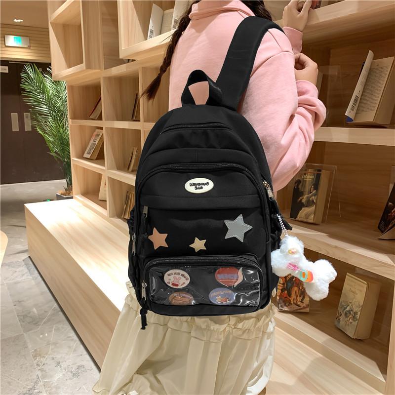 Small Fresh Badge Student Schoolbag Spring New Literary and Artistic Large-capacity Junior High School Student Backpack