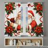 Piece Set High Definition Digital Printed Curtainschristmassantaredhollyflowersribbonhome Decoration Style Curtains Made Of Polyester