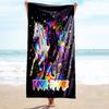 1PC Custom Name Colorful Horse Artwork Beach Towel Highly Absorbent And Sand-Resistant Towel for Swimming, Pool, Yoga, And Travel Lightweight