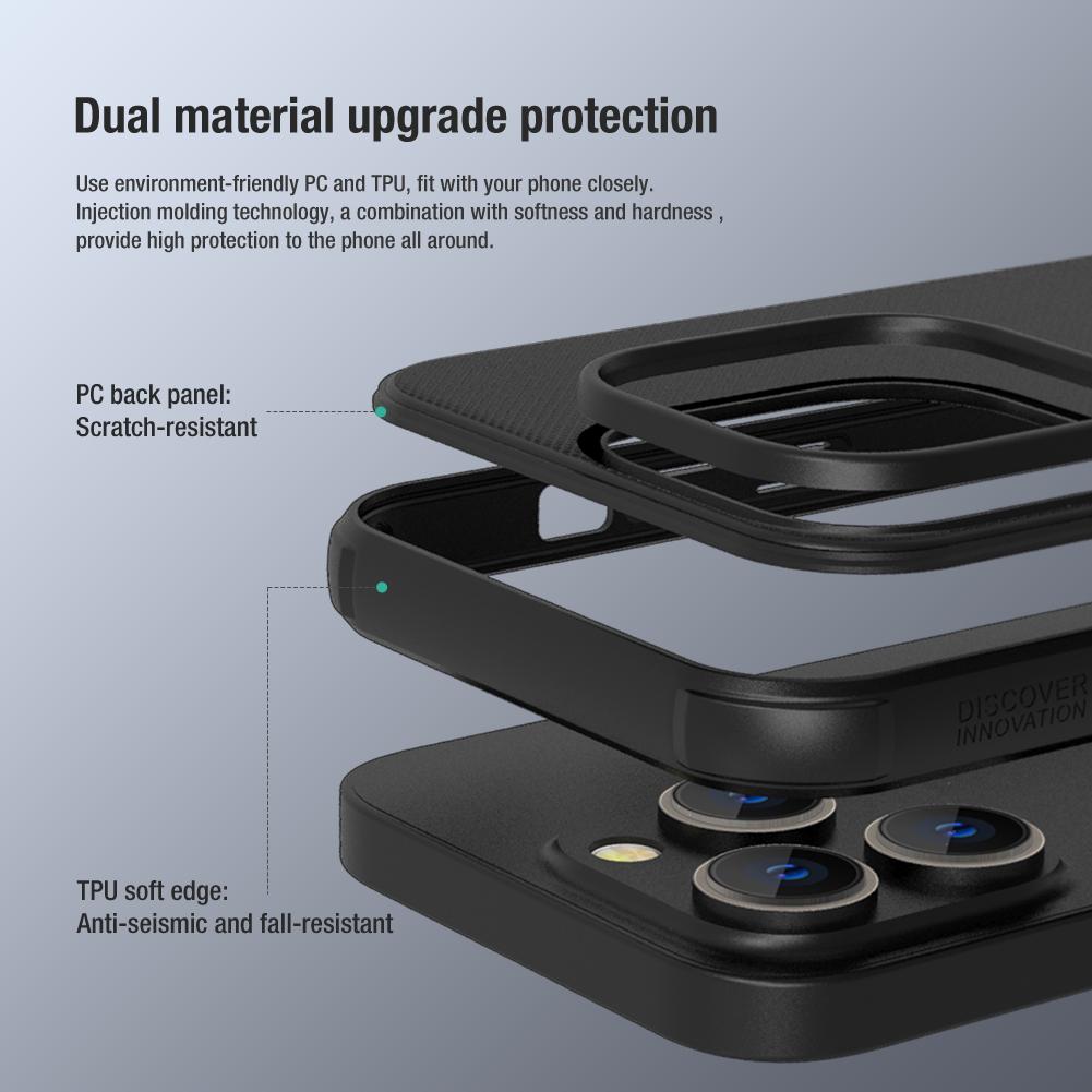 Nillkin Frosted Shield Pro Phone Case for iPhone 15 Pro Max Case, PC+TPU Hard Protection Back Cover for iPhone 16 15 13 14 Plus